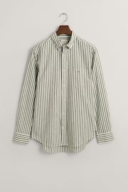 GANT Green Regular Fit Striped Cotton Linen Shirt - Image 13 of 13