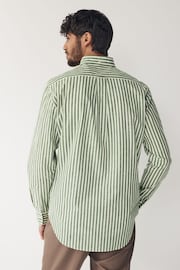 GANT Green Regular Fit Striped Cotton Linen Shirt - Image 5 of 13