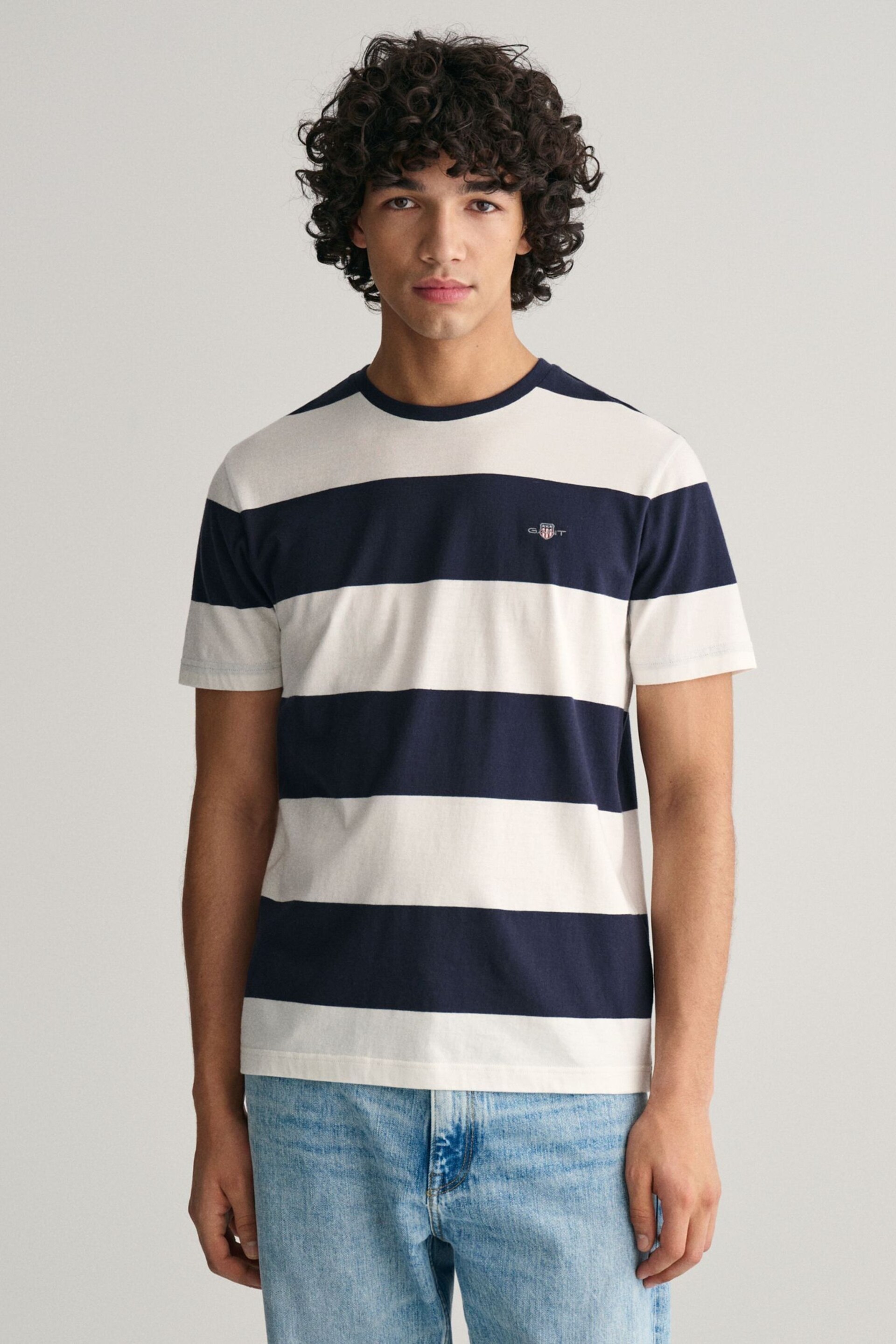 GANT White Barstripe Cotton T-Shirt - Image 1 of 5