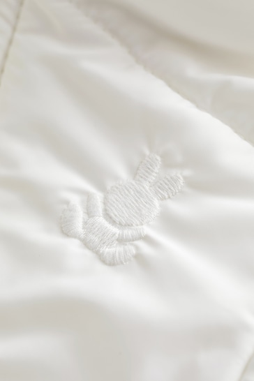 Benetton Girls Logo Padded White Jacket With Ears
