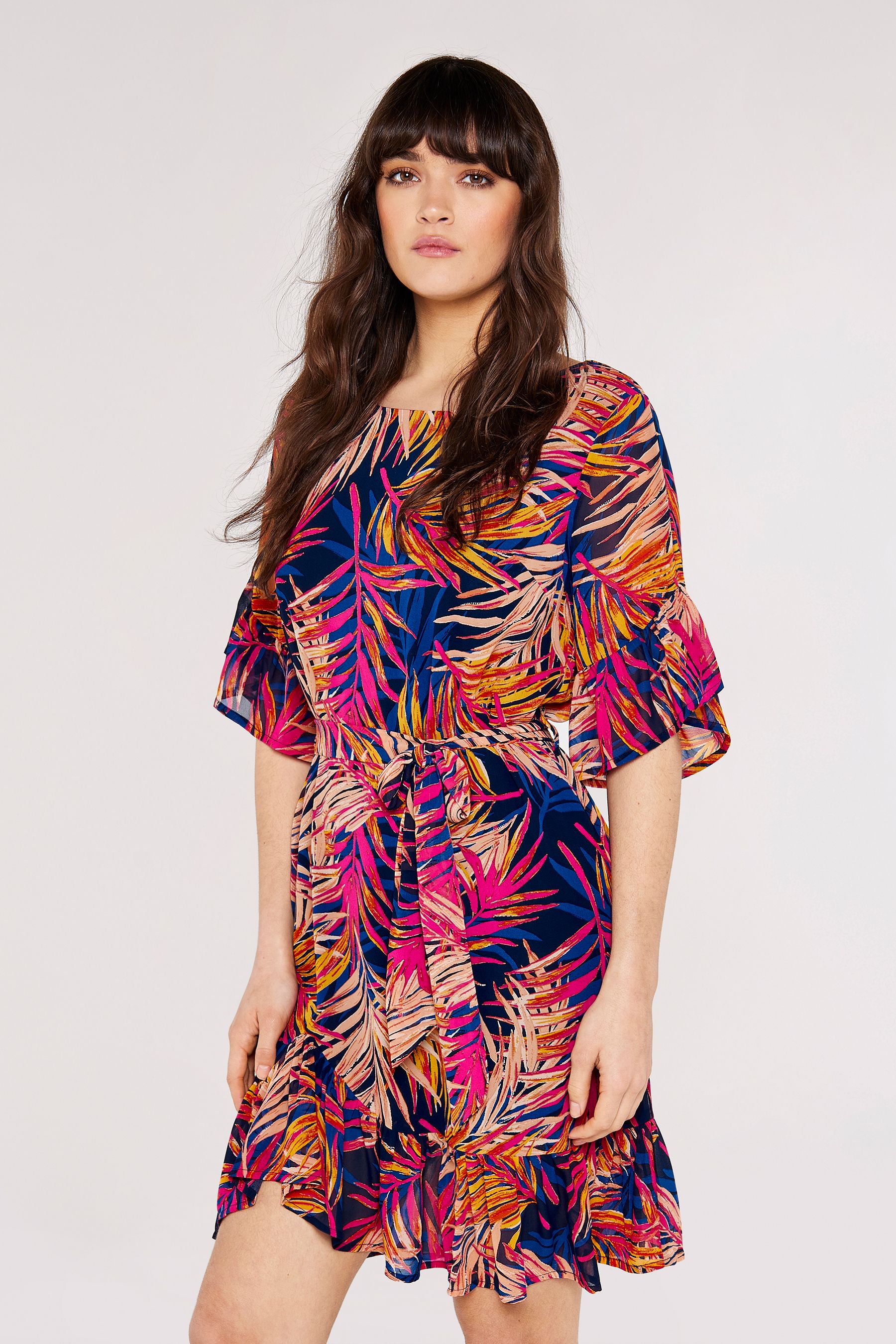 Tropical chiffon dress deals