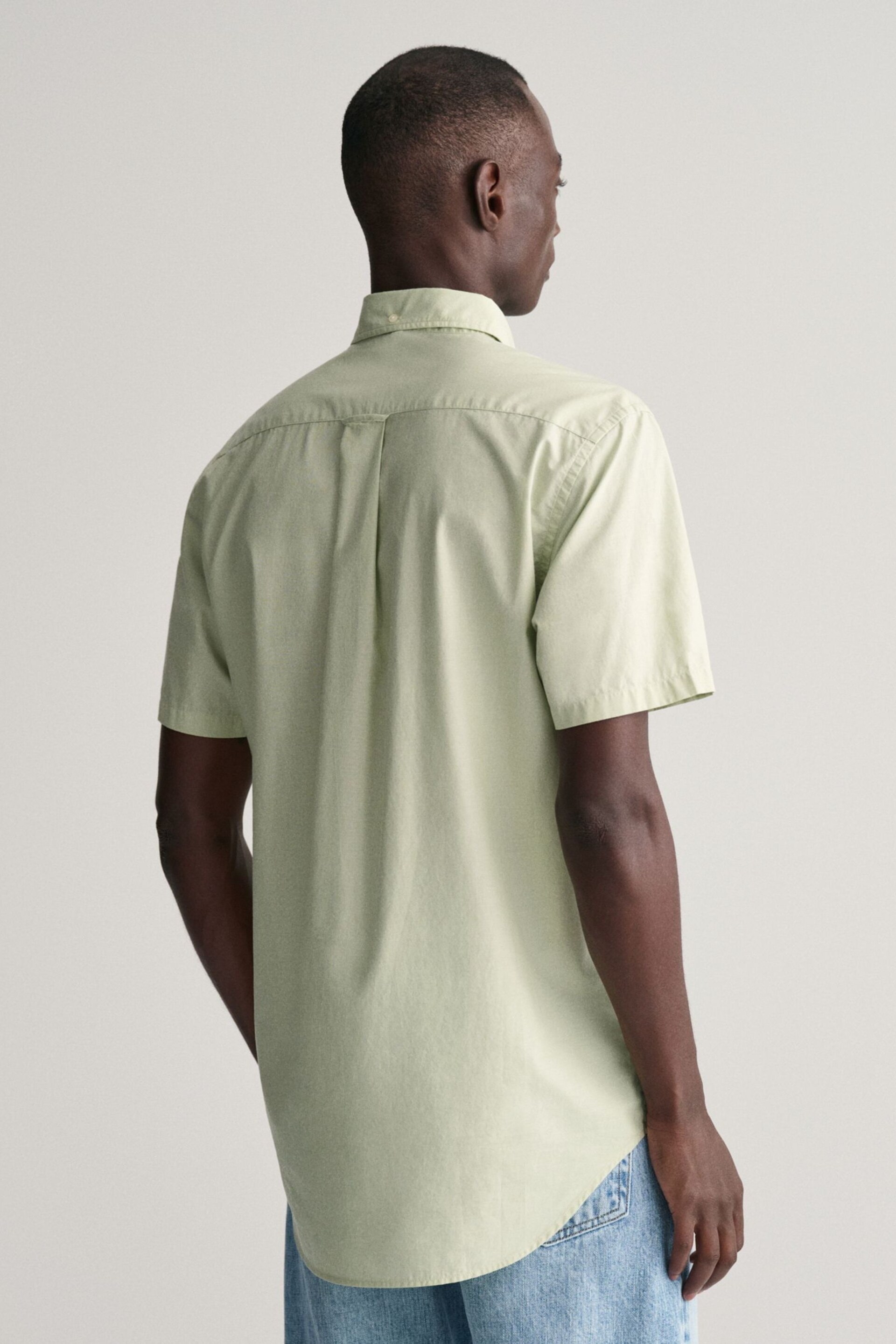 GANT Green Regular Fit Poplin Short Sleeve Shirt - Image 2 of 4