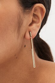 Gold Tone Bar Drop Earrings - Image 2 of 3