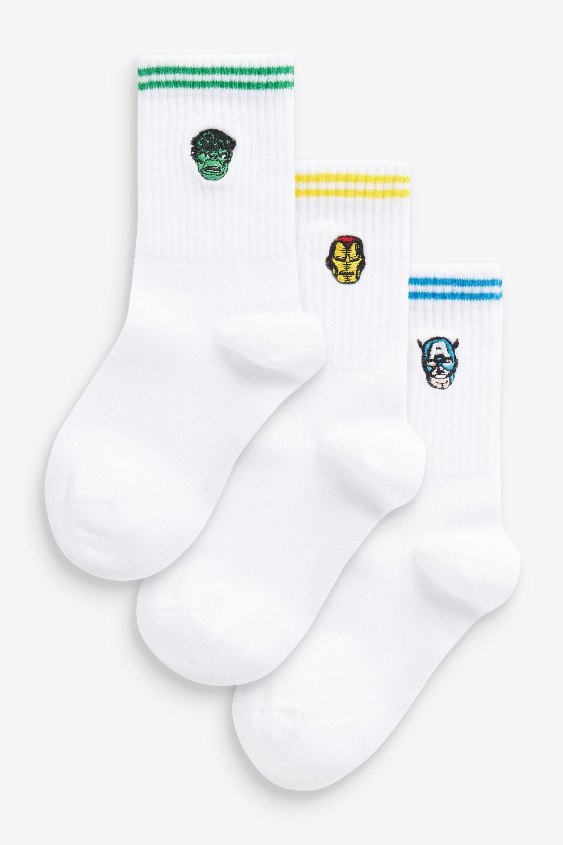 Marvel White Ground Ribbed Socks 3 Pack - Image 1 of 4