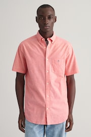 GANT Pink Regular Fit Cotton Linen Short Sleeve Shirt - Image 1 of 5