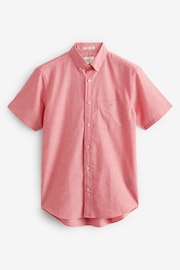 GANT Pink Regular Fit Cotton Linen Short Sleeve Shirt - Image 5 of 5