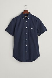 GANT Dark Blue Regular Fit Cotton Linen Short Sleeve Shirt - Image 7 of 7