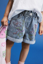 Denim Embroidered Shorts (3mths-7yrs) - Image 1 of 7