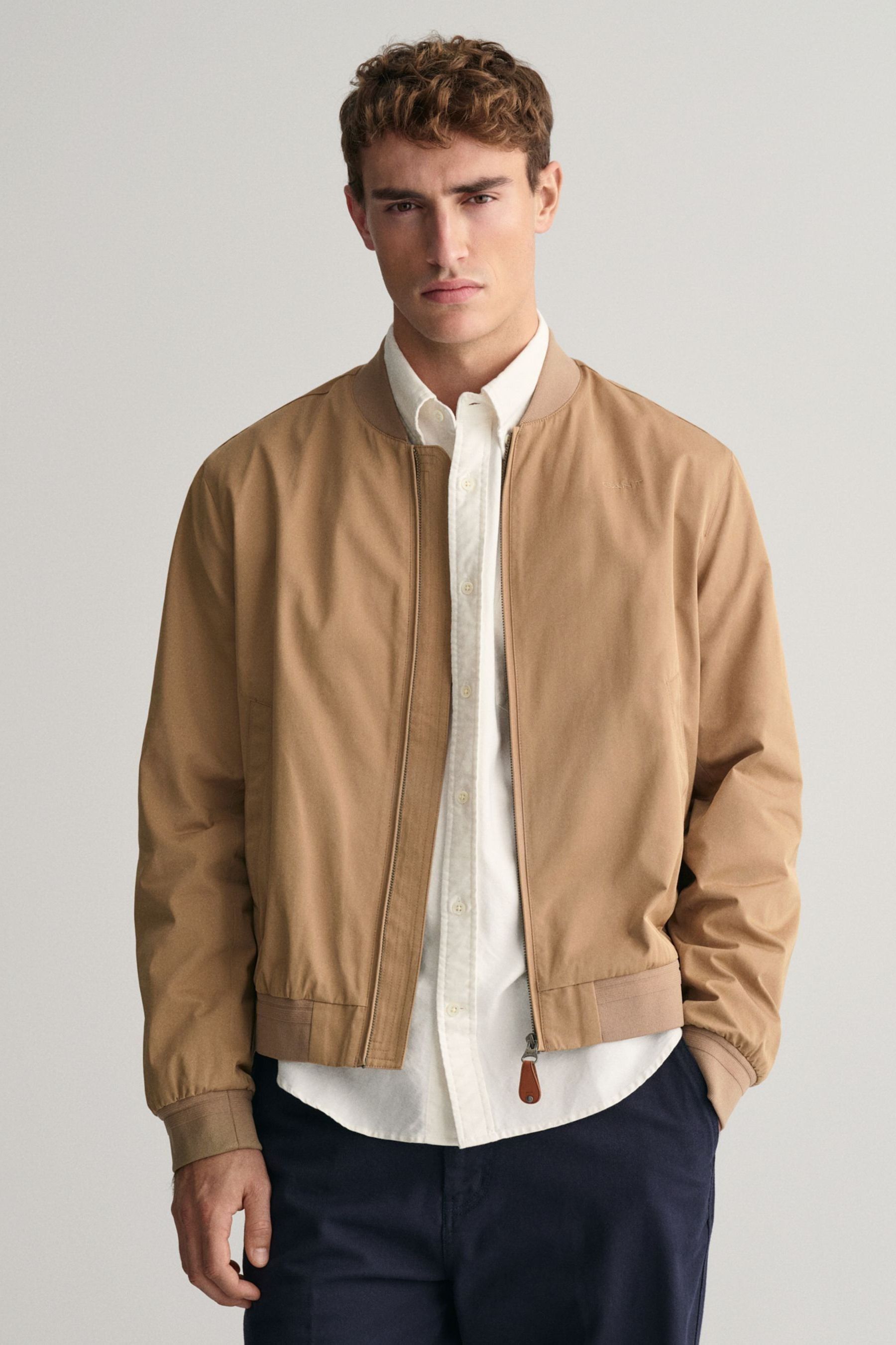 Buy GANT Cream Lightweight Water Repellent Cotton Mix Bomber Jacket from Next Luxembourg