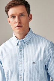 GANT Blue Regular Fit Striped Oxford Stretch Shirt - Image 3 of 5