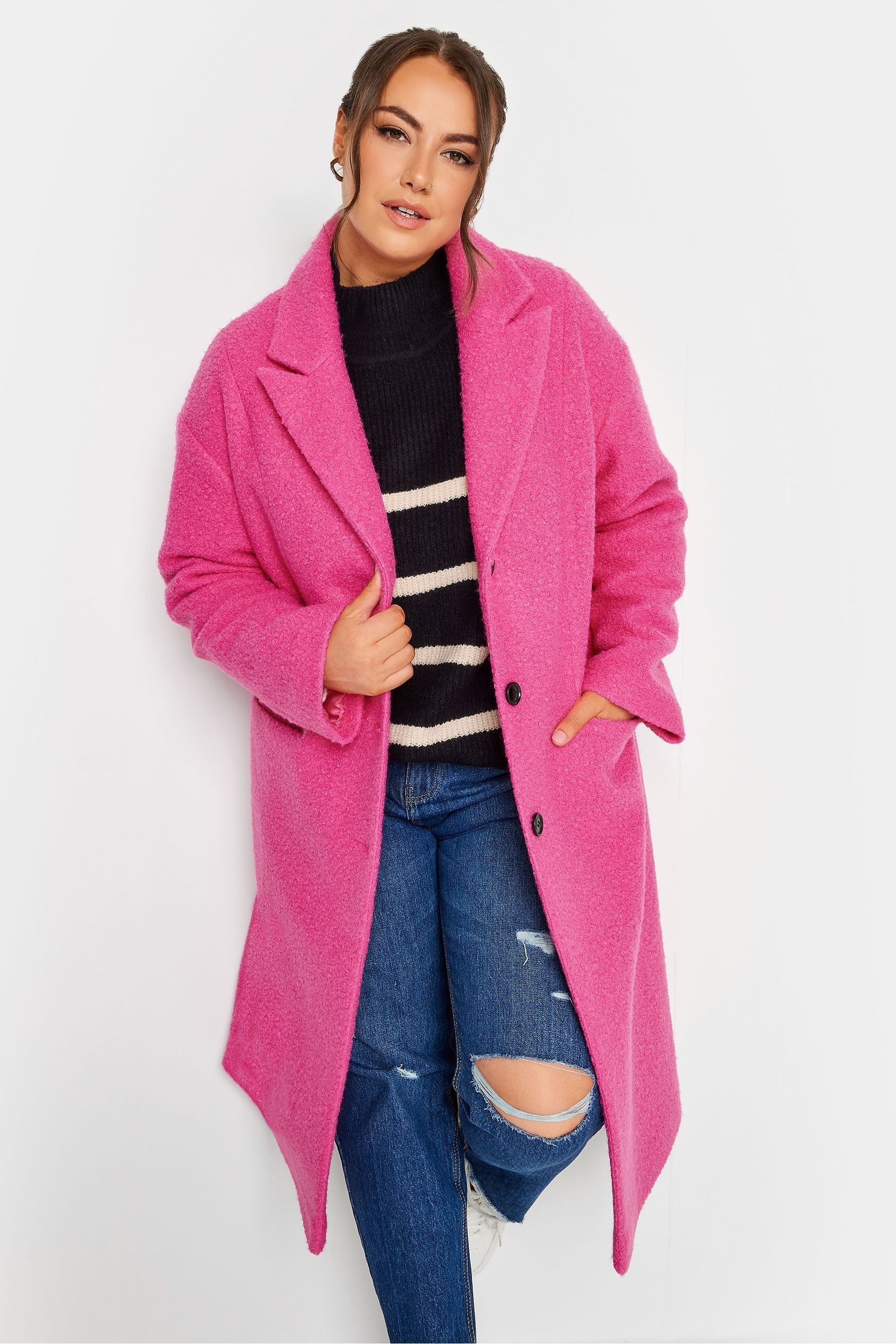 Pink boucle coat clearance