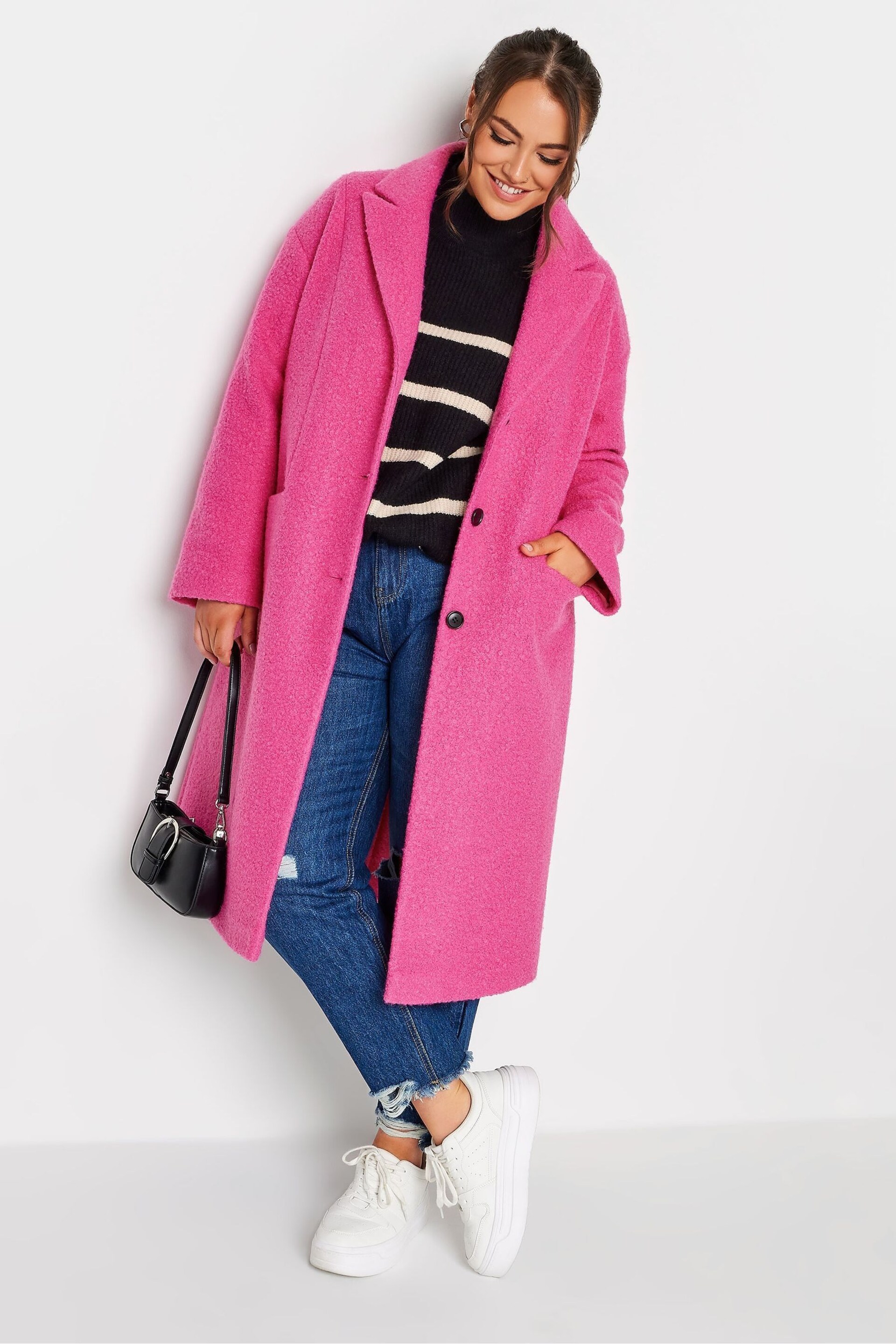 Yours Curve Pink Curly Boucle Coat - Image 4 of 5