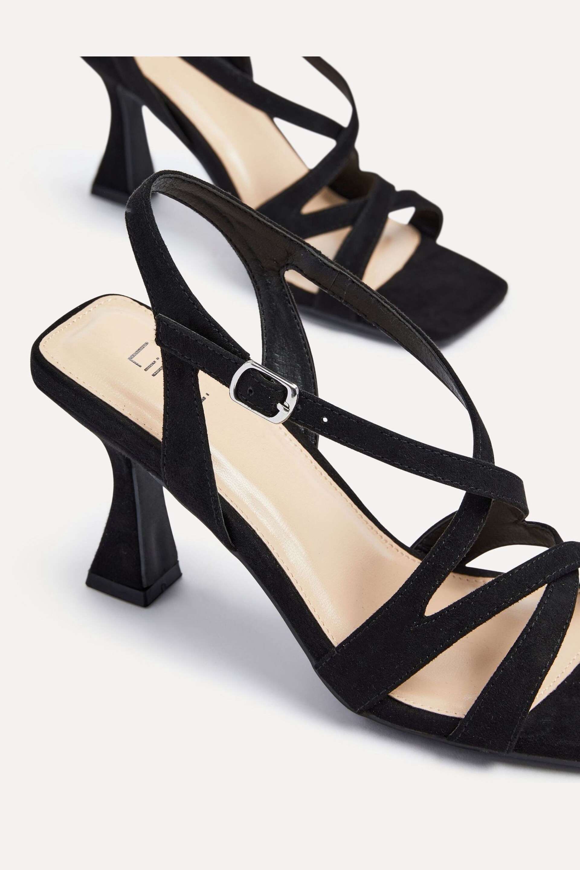 Linzi Black Liberty Open Toe Strappy Heeled Sandals With Flared Stiletto - Image 5 of 5