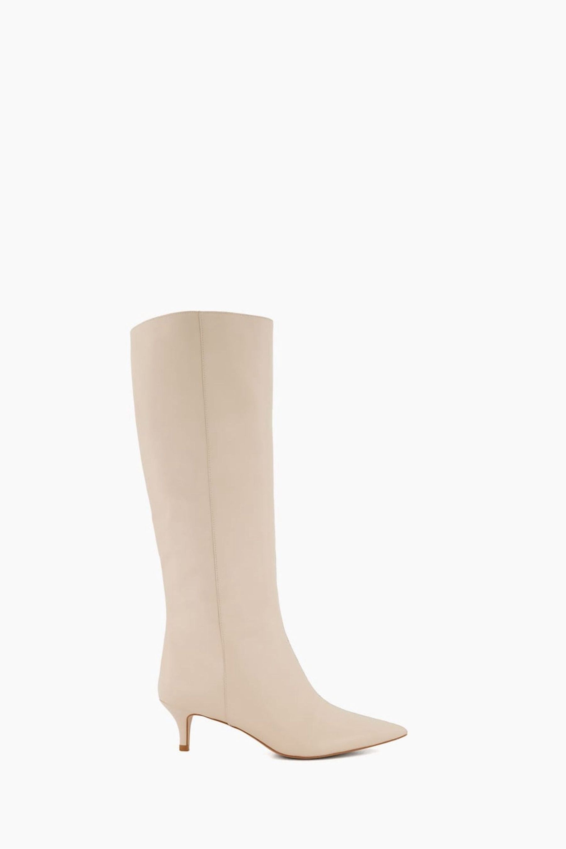 Buy Dune London Smooth Kitten Heel Point Knee High Boots from Next Luxembourg