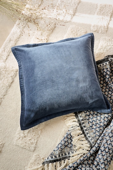 French Connection Indigo Washed Velvet Cushion