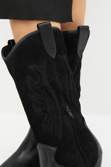 Black Signature Leather Forever Comfort® Stitched Western Boots