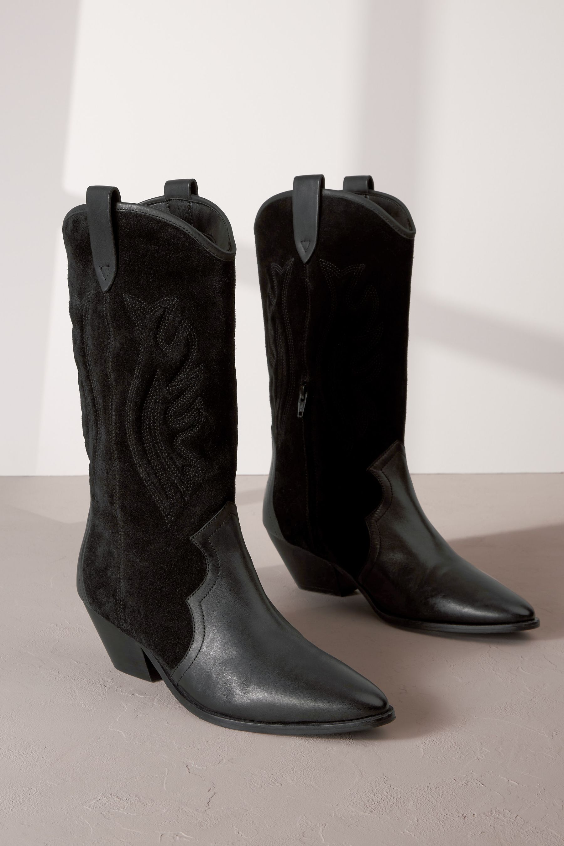 Black Signature Leather Forever Comfort Stitched Western Boots