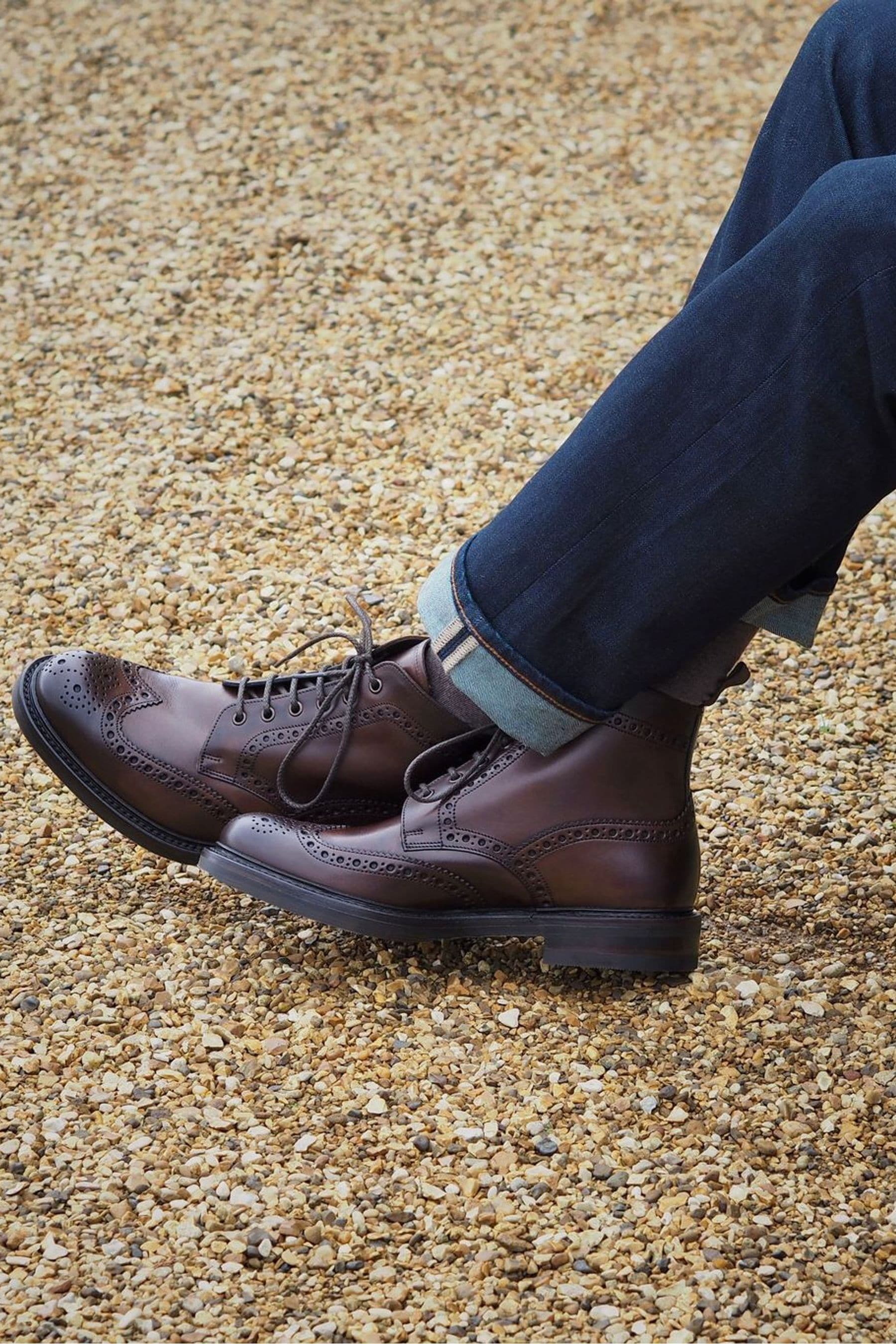 Buy Loake Calf Heavy Dark Brown Brogue Boots from Next Luxembourg