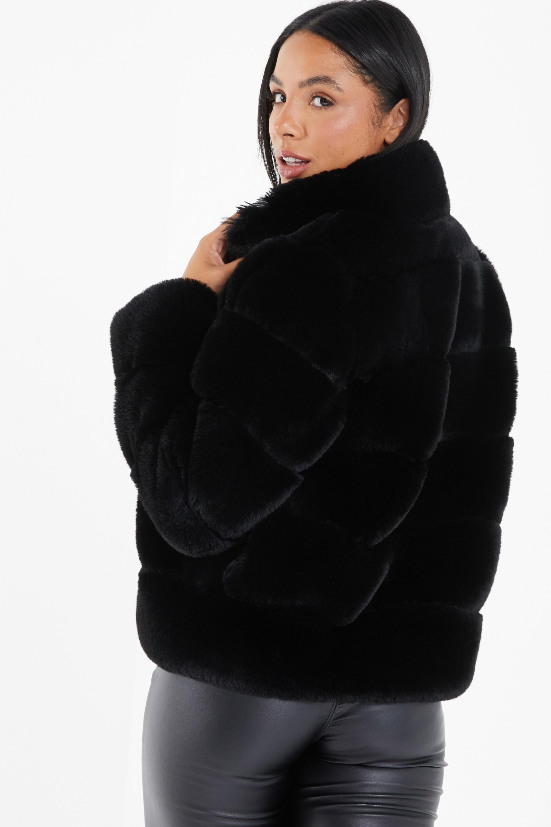 Buy Quiz Black Faux Fur Short Jacket from Next Luxembourg