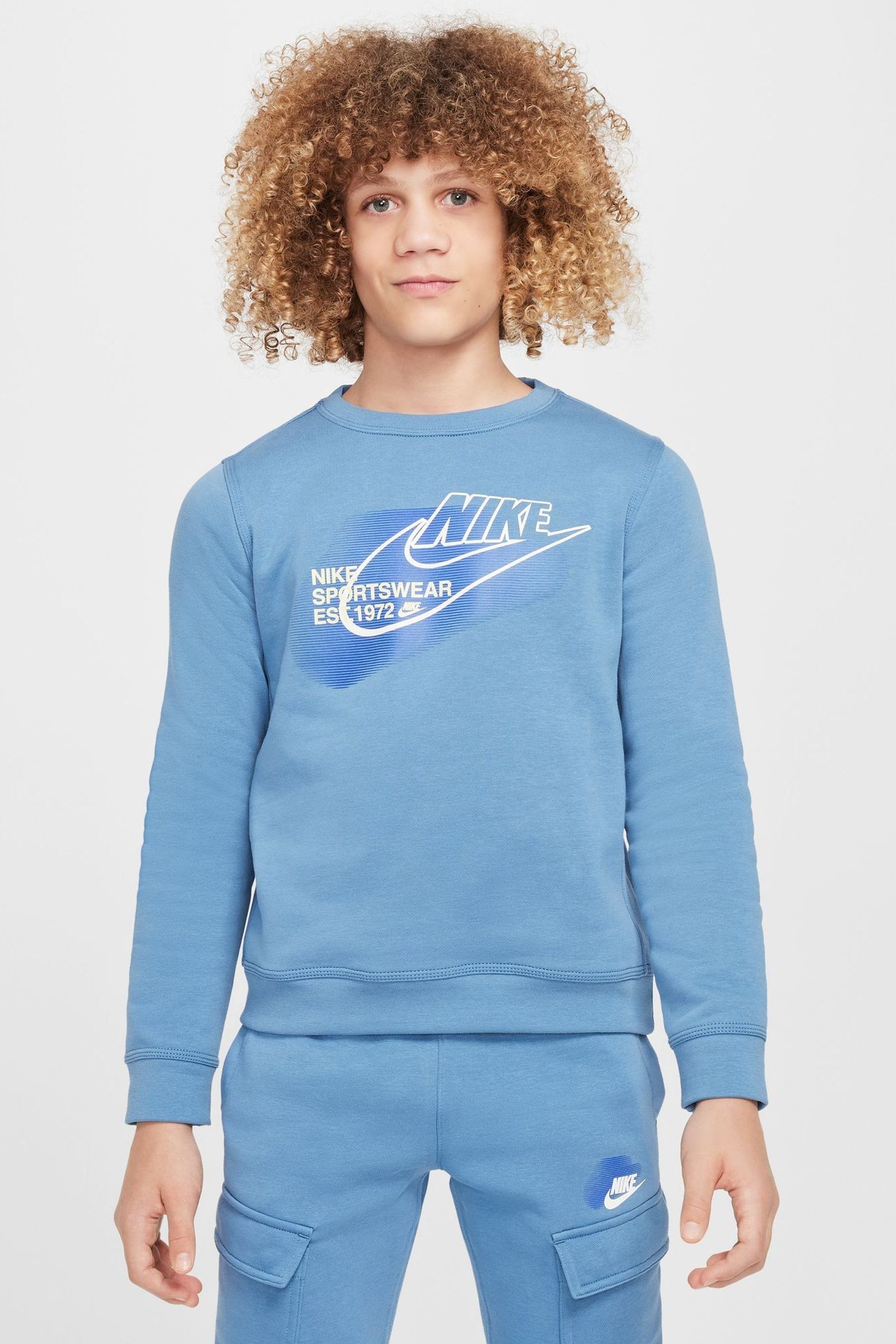 Buy Nike Navy Multi Logo Crew Sweatshirt from Next Luxembourg