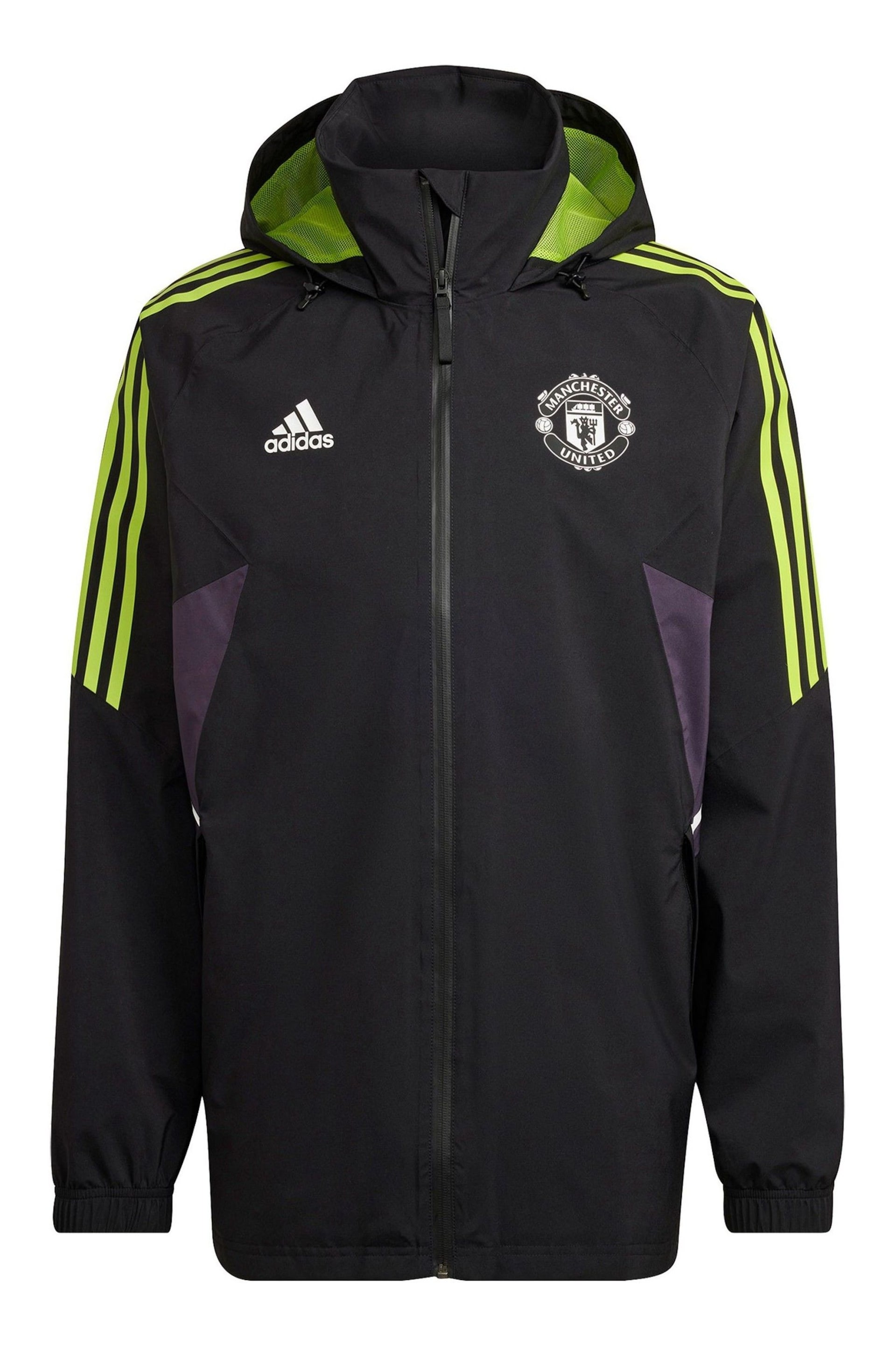 adidas Black Chrome Manchester United European Training Rain Jacket - Image 1 of 1