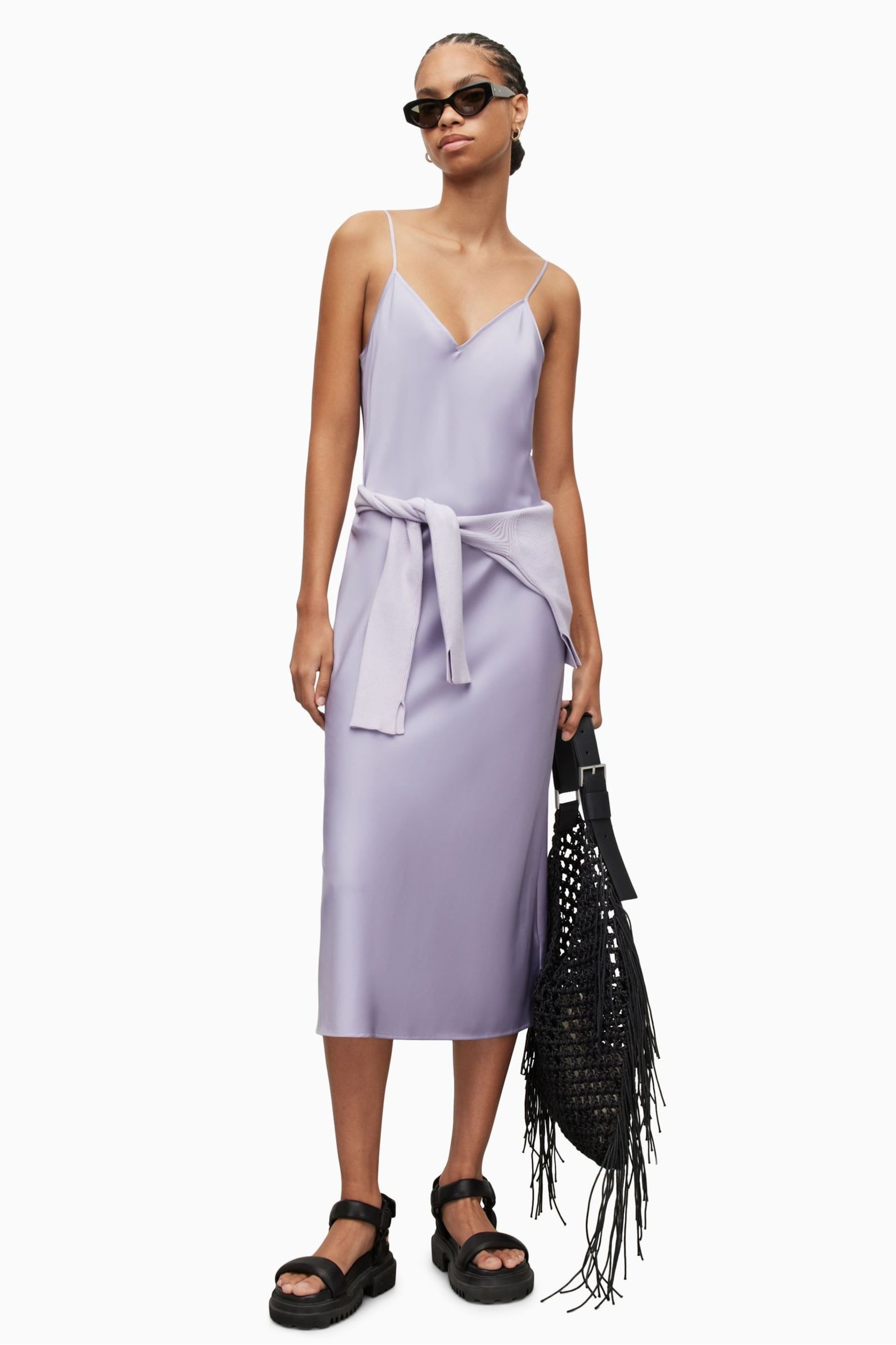 AllSaints Purple Hera Dress - Image 1 of 7