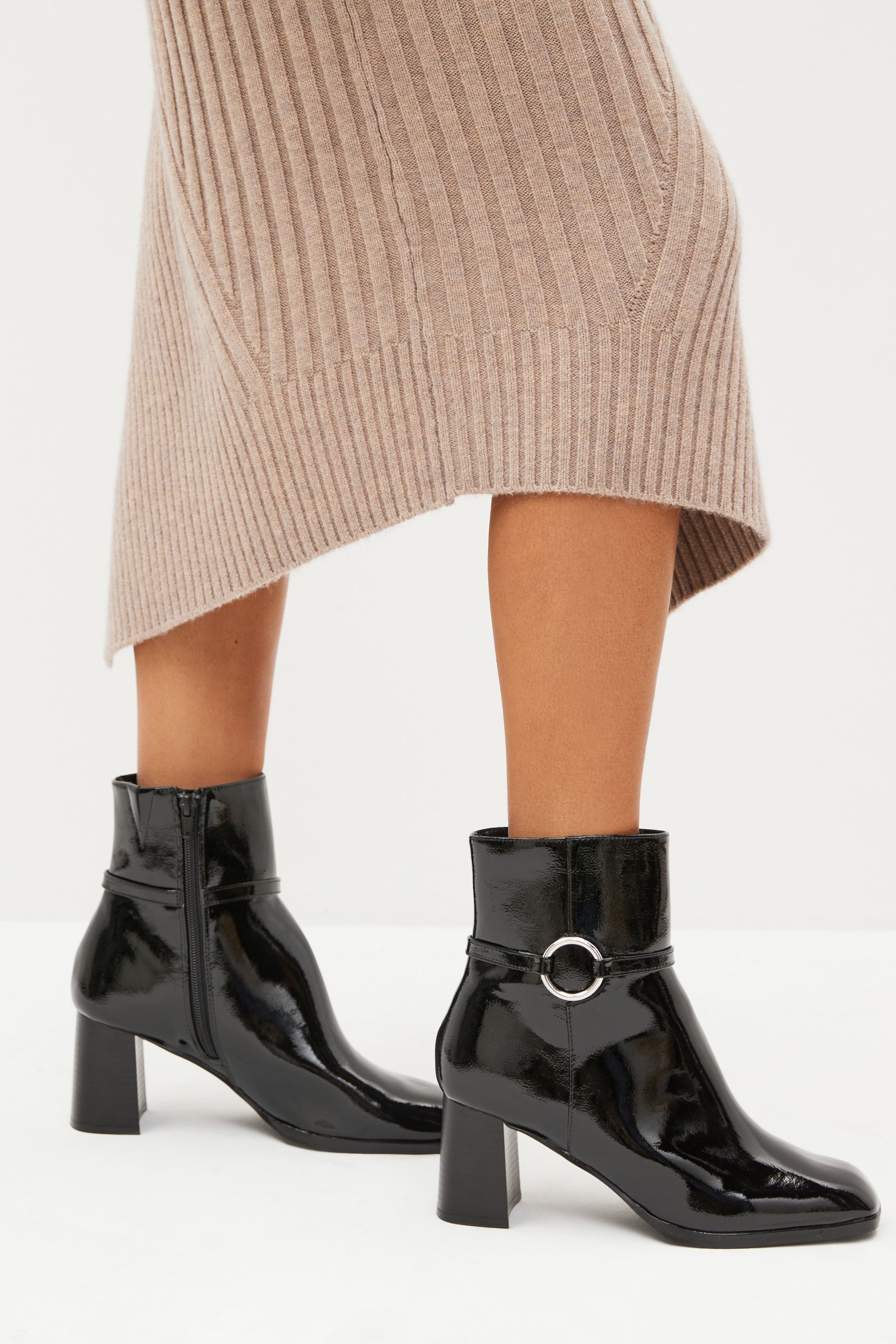 Square toe cheap black booties