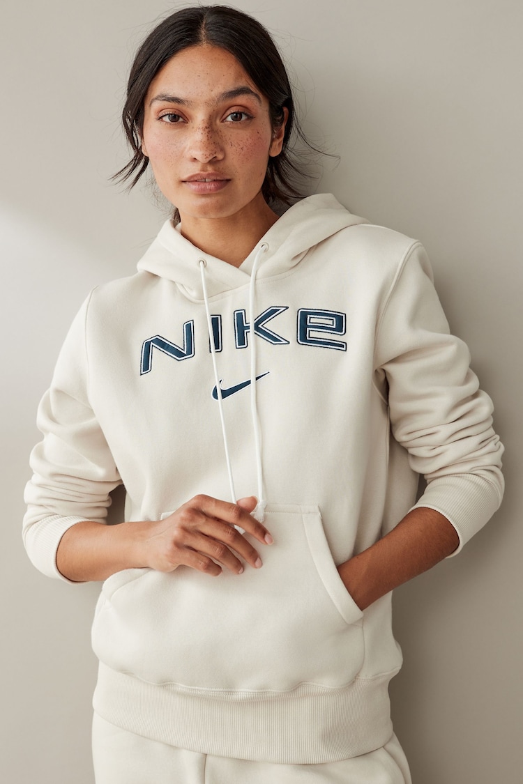 Nike Oatmeal Phoenix Fleece Standard Pullover Varsity Logo Hoodie - Image 2 of 4