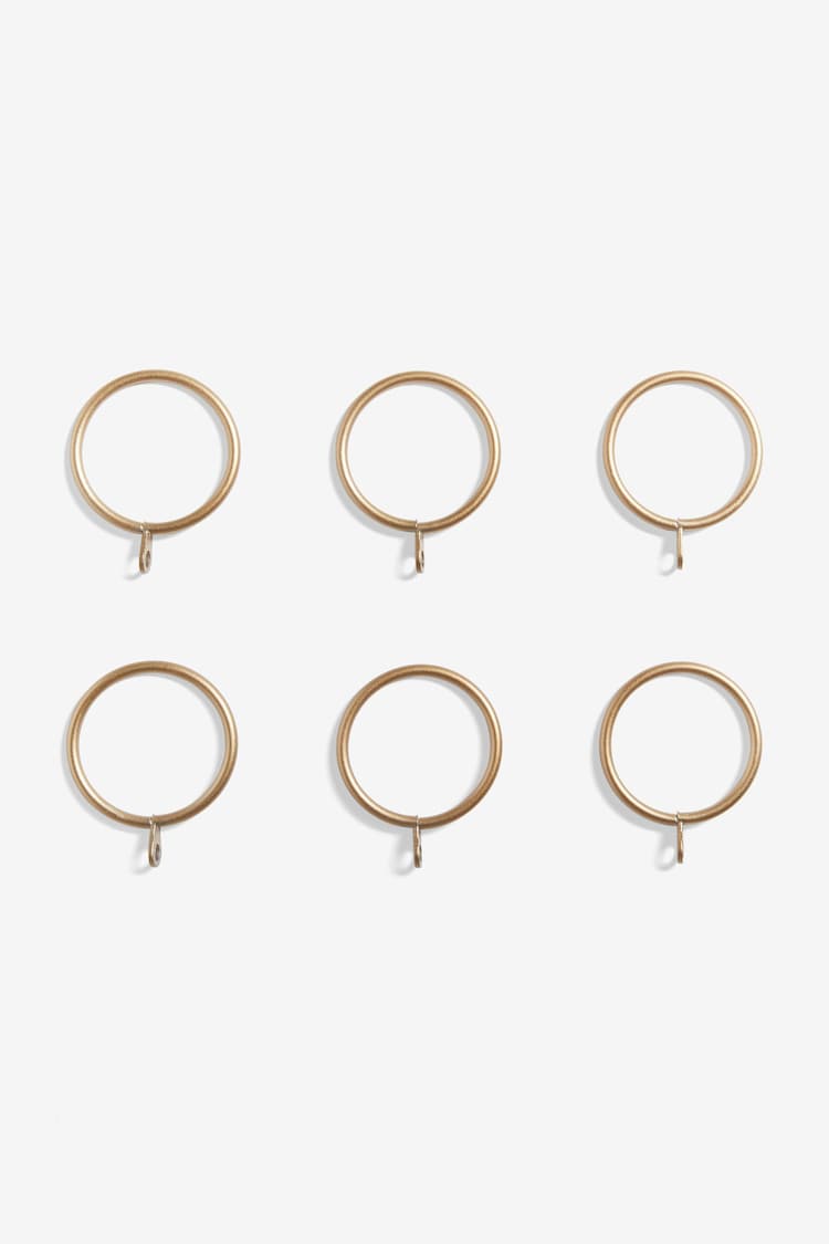 Gold 28mm Diameter Metal Curtain Pole Rings 6 Pack - Image 2 of 2