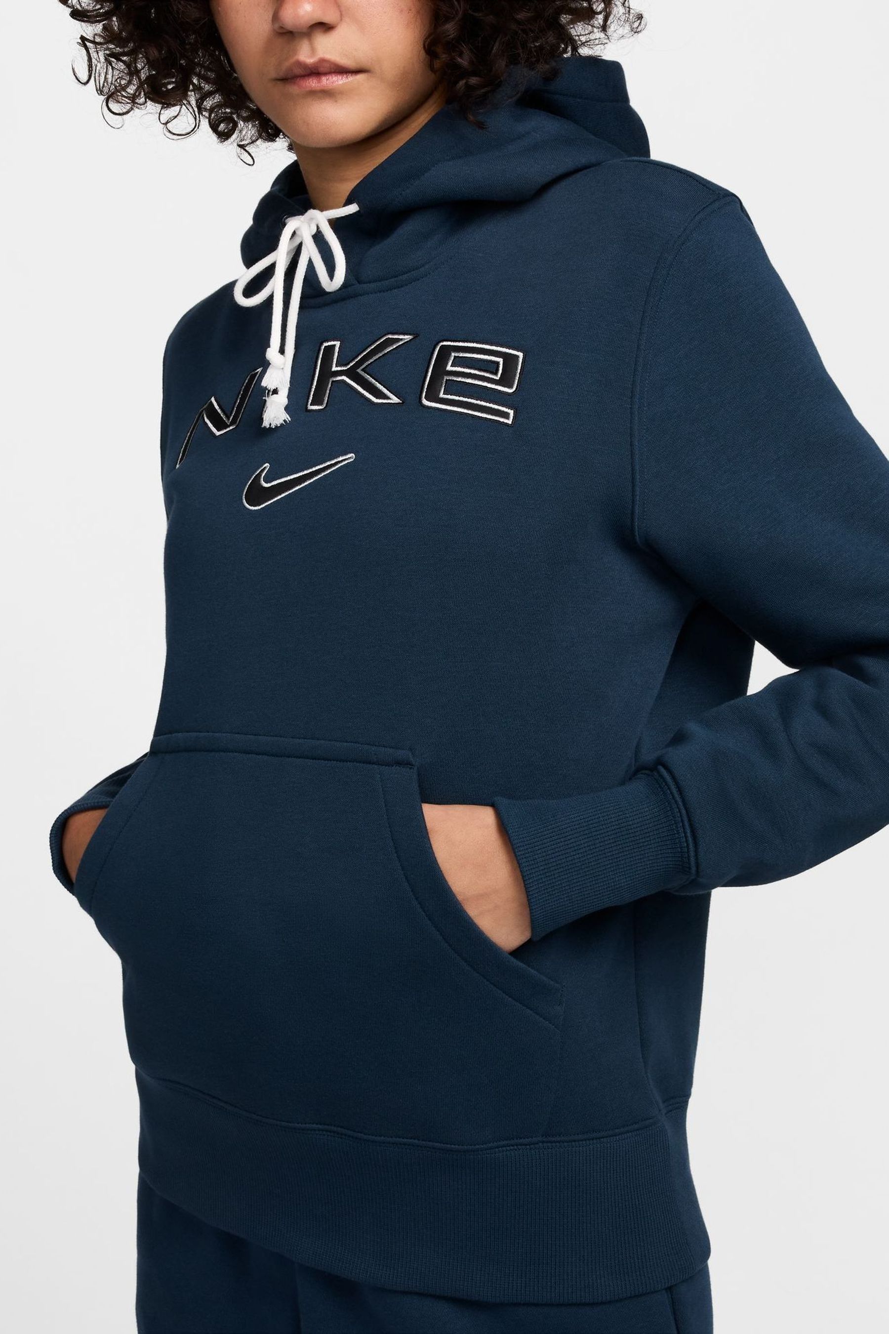 Nike funnel neck fleece lined varsity hooded pullover shop