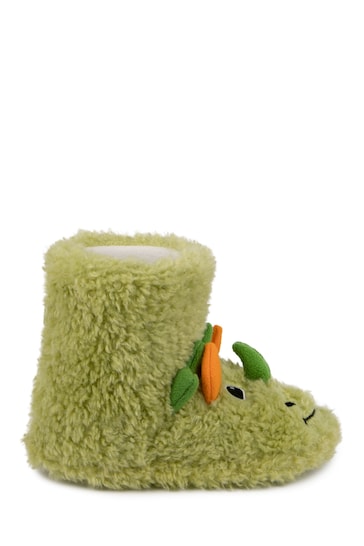 Totes Green Kids Dino Boot Slippers