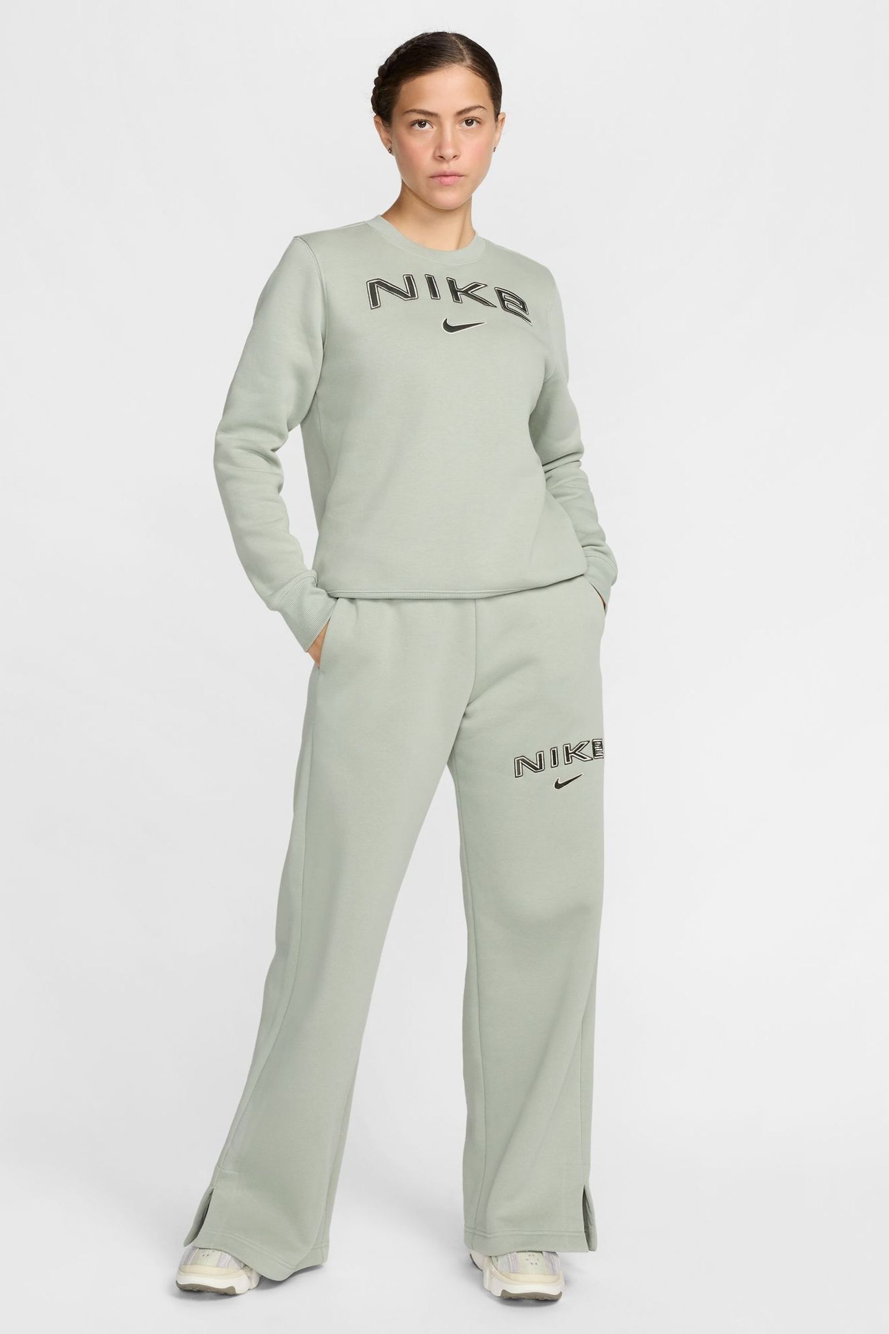 Buy Nike Sage Green Phoenix Fleece Standard Varsity Logo Crew Neck Sweatshirt from the Next UK online shop