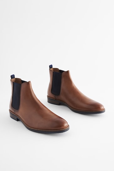 Tan Brown Leather Chelsea Boots