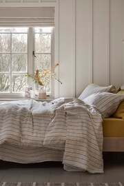 Piglet in Bed Dusk Blue Ticking Stripe Set of 2 Linen Pillowcases - Image 1 of 3