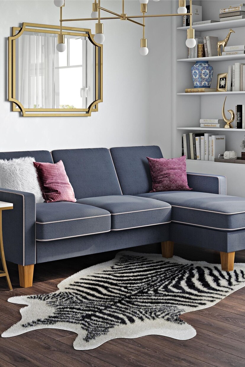 Novogratz Blue Bowen Sectional Sofa - Image 1 of 4