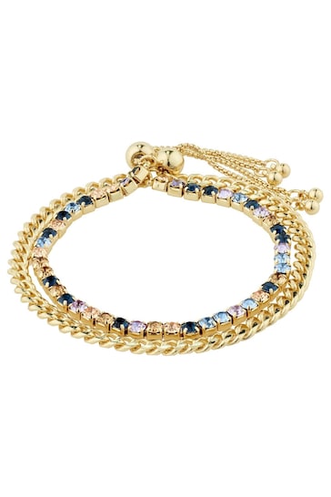 PILGRIM Gold REIGN Bracelet, 2-in-1 Set, with Crystals
