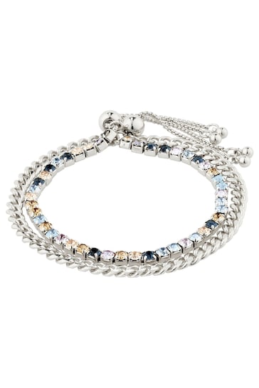 PILGRIM Silver REIGN Bracelet, 2-in-1 Set, with Crystals