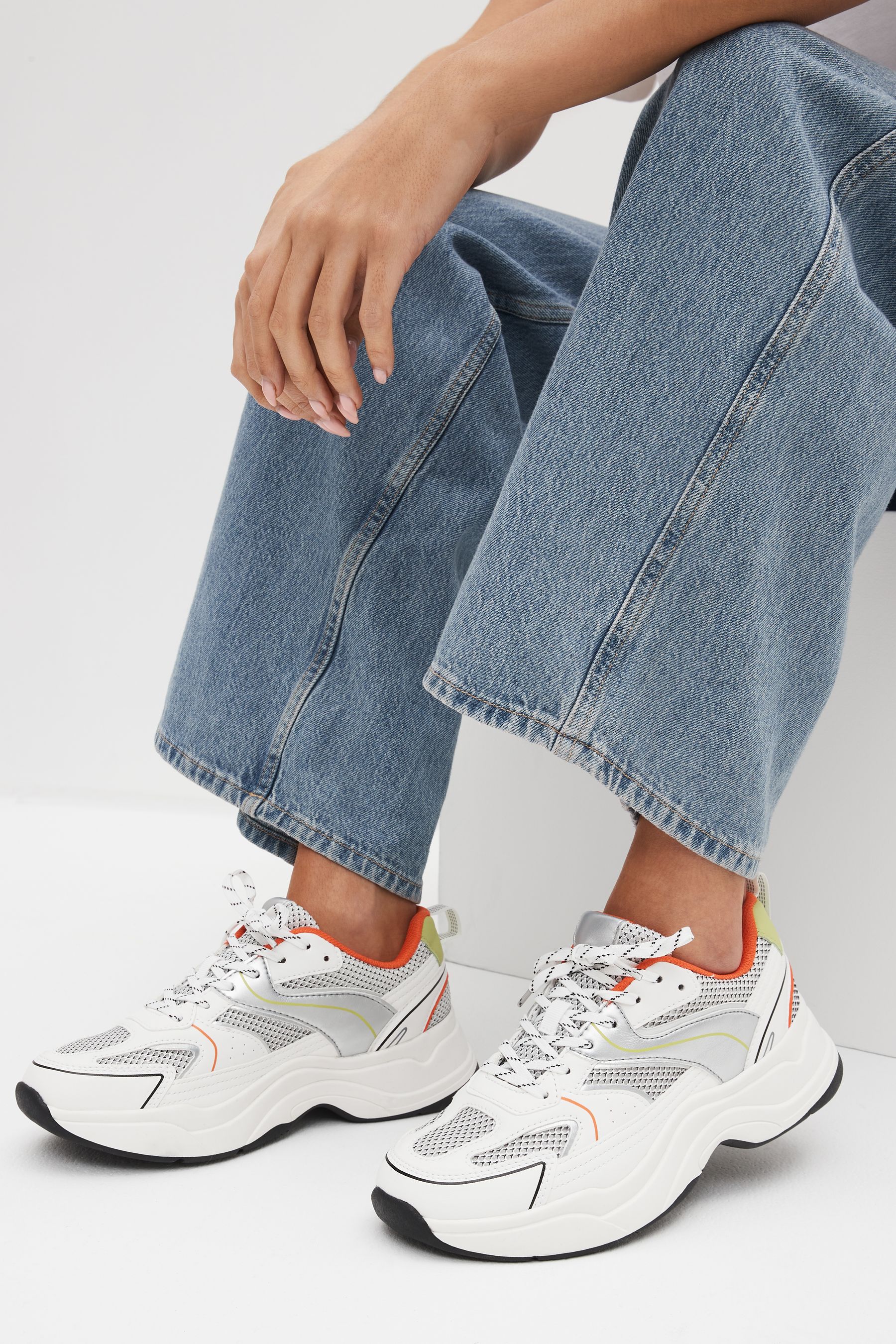 Buy White Colour Forever Comfort Chunky Sole Lace Up Trainers from Next Luxembourg