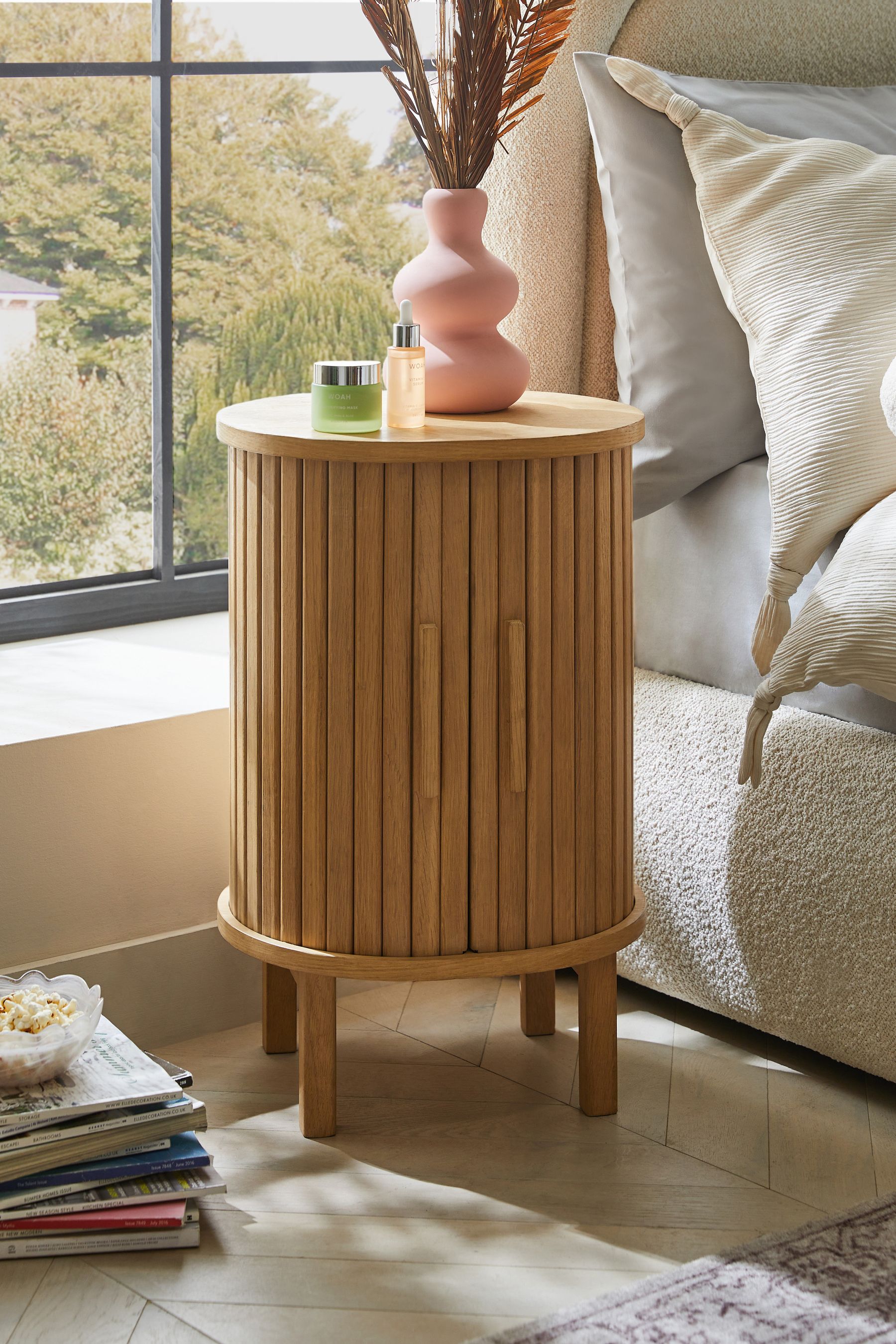 Natural Conway Oak Effect 1 Drawer Bedside Table