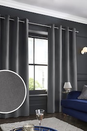 Charcoal Grey Matte Velvet Lined Eyelet Curtains - Image 1 of 4