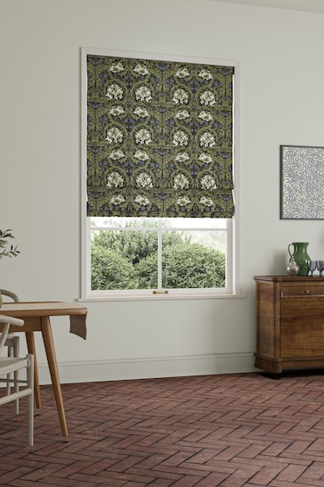 William Morris At Home Green African Marigold Velvet Made to Measure Roman Blinds