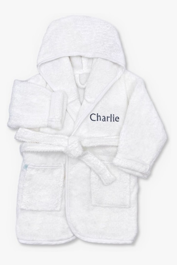 Babyblooms Personalised Grey Bathrobe with Luxury Hooded Towel
