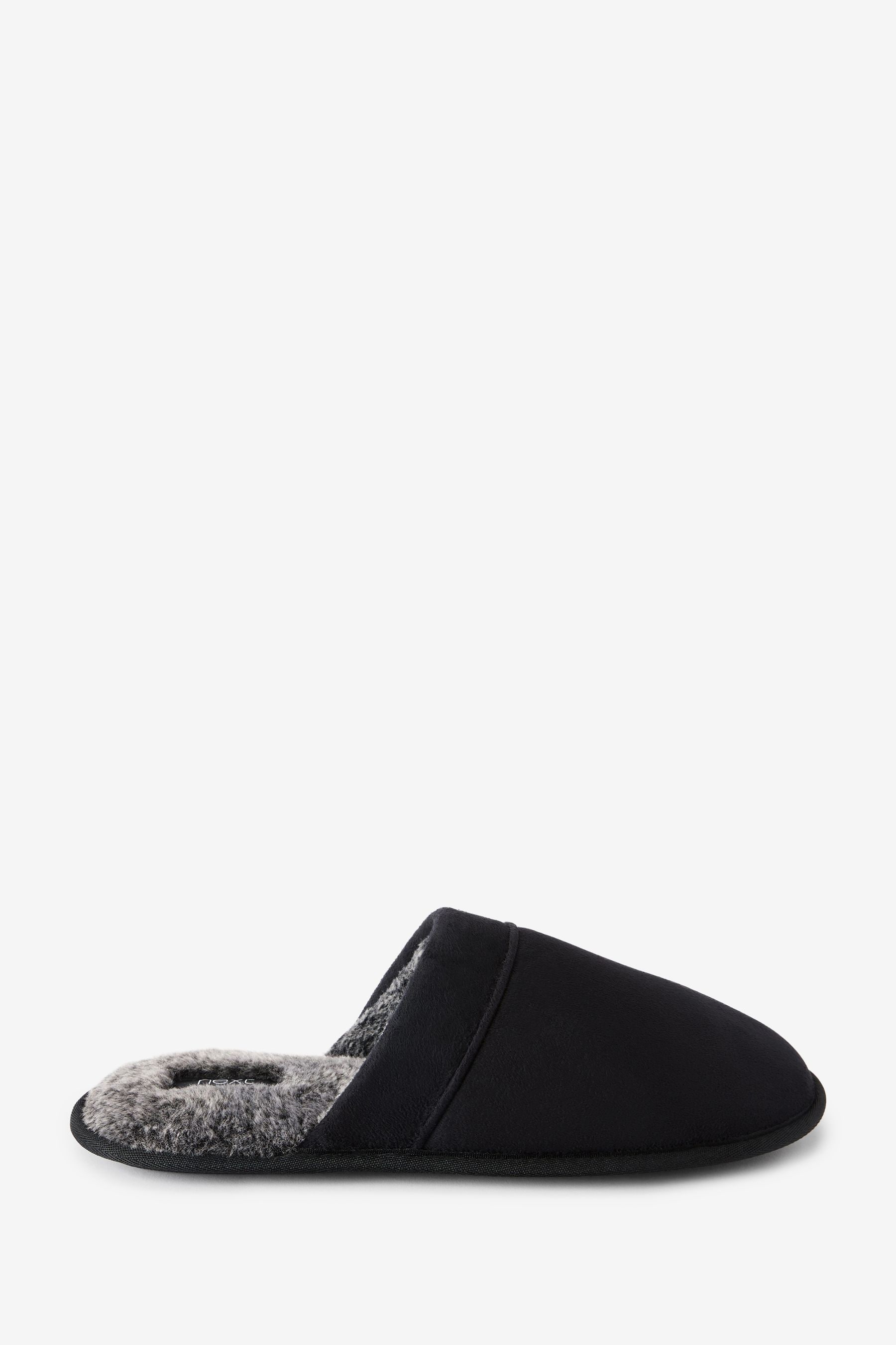 Buy Black Mule Slippers with Faux Lining from the Next UK online shop
