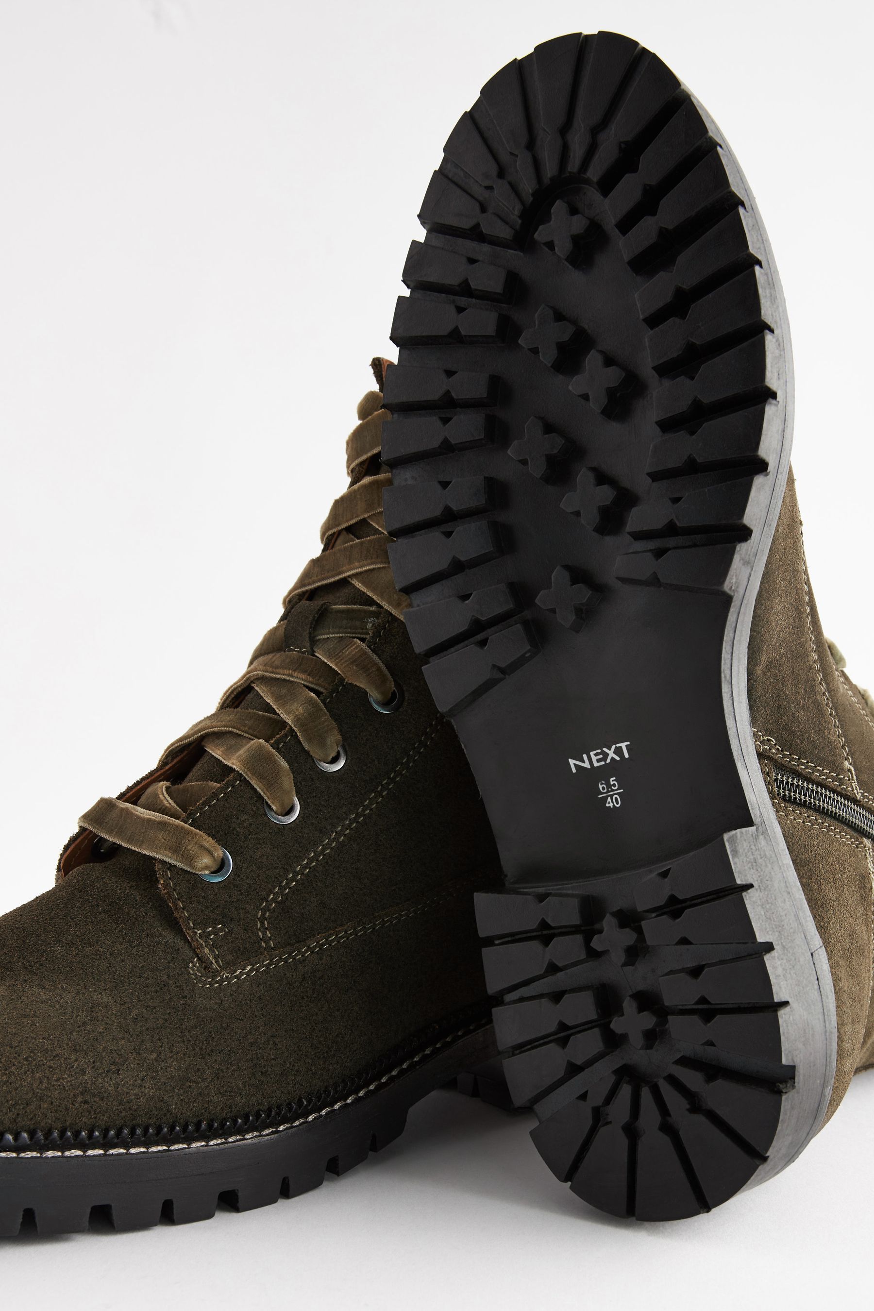 Khaki lace up boots top