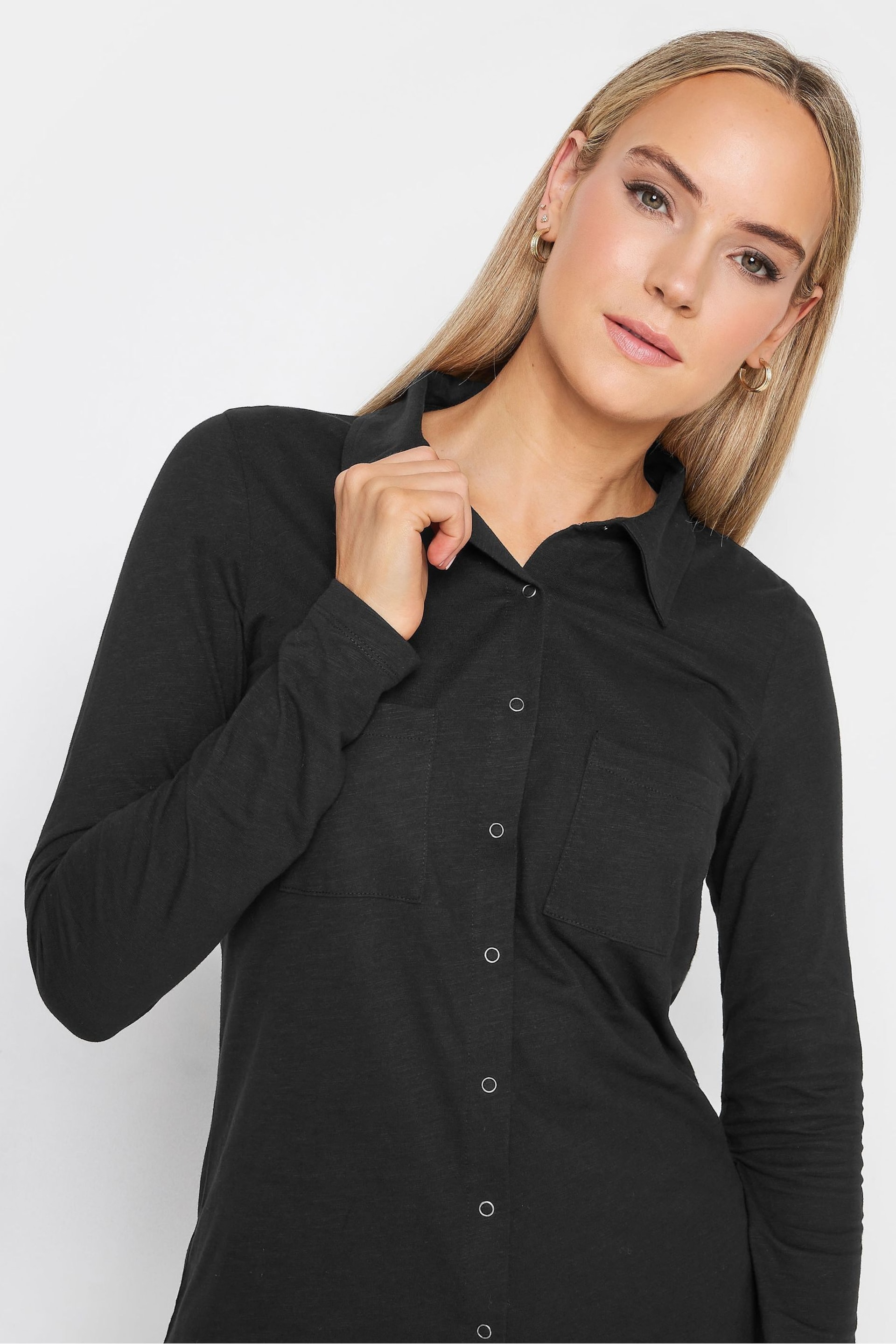 Long Tall Sally Black Cotton Jersey Shirt - Image 4 of 4