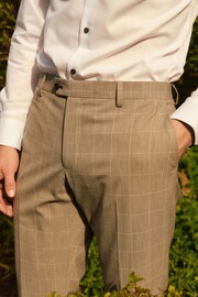 Taupe Brown Slim Fit Trimmed Check Suit Trousers - Image 4 of 5