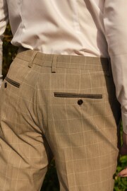 Taupe Brown Slim Fit Trimmed Check Suit Trousers - Image 5 of 5