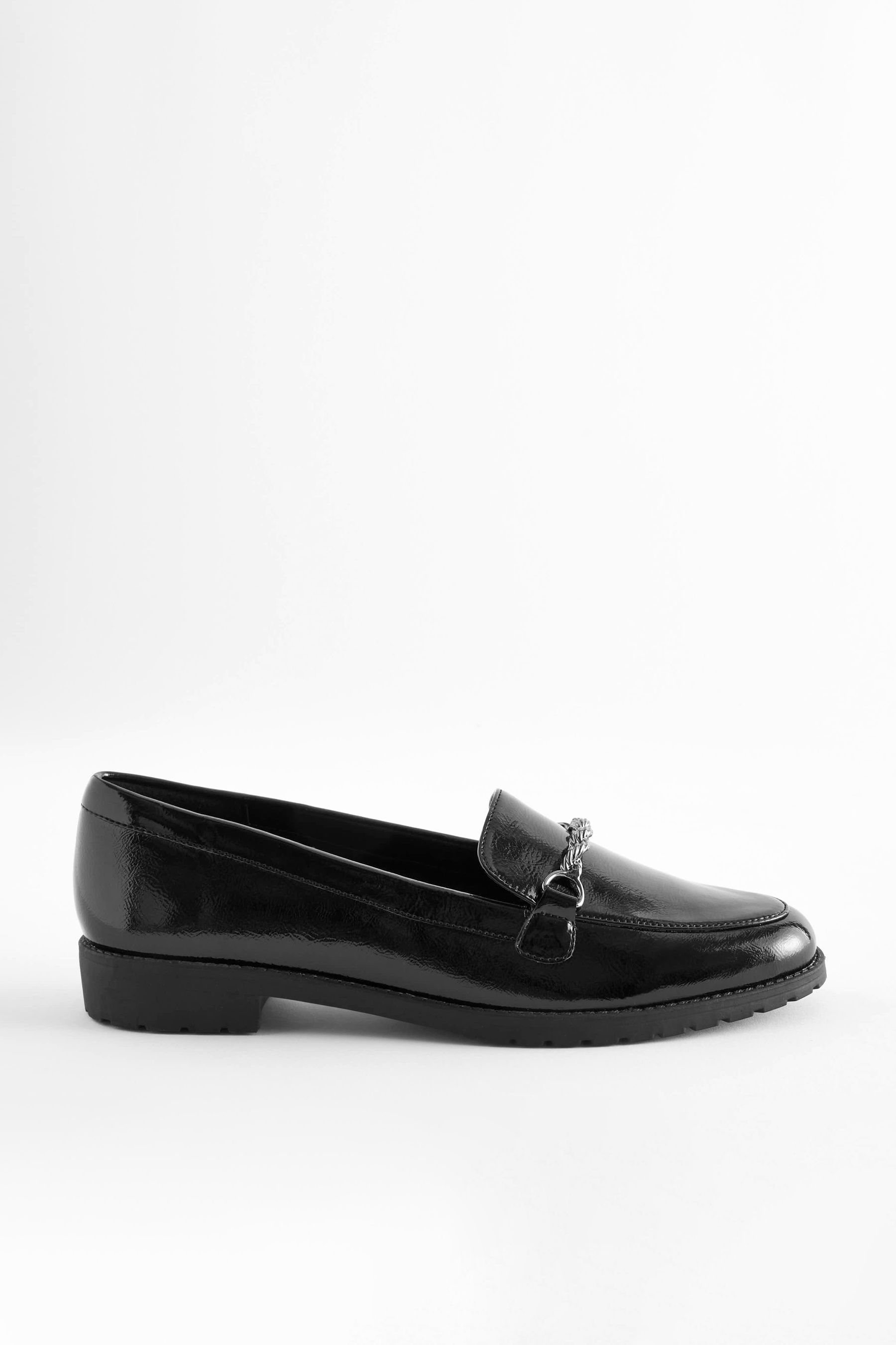 Buy Black Patent Forever Comfort Hardware Loafers from the Next UK online shop