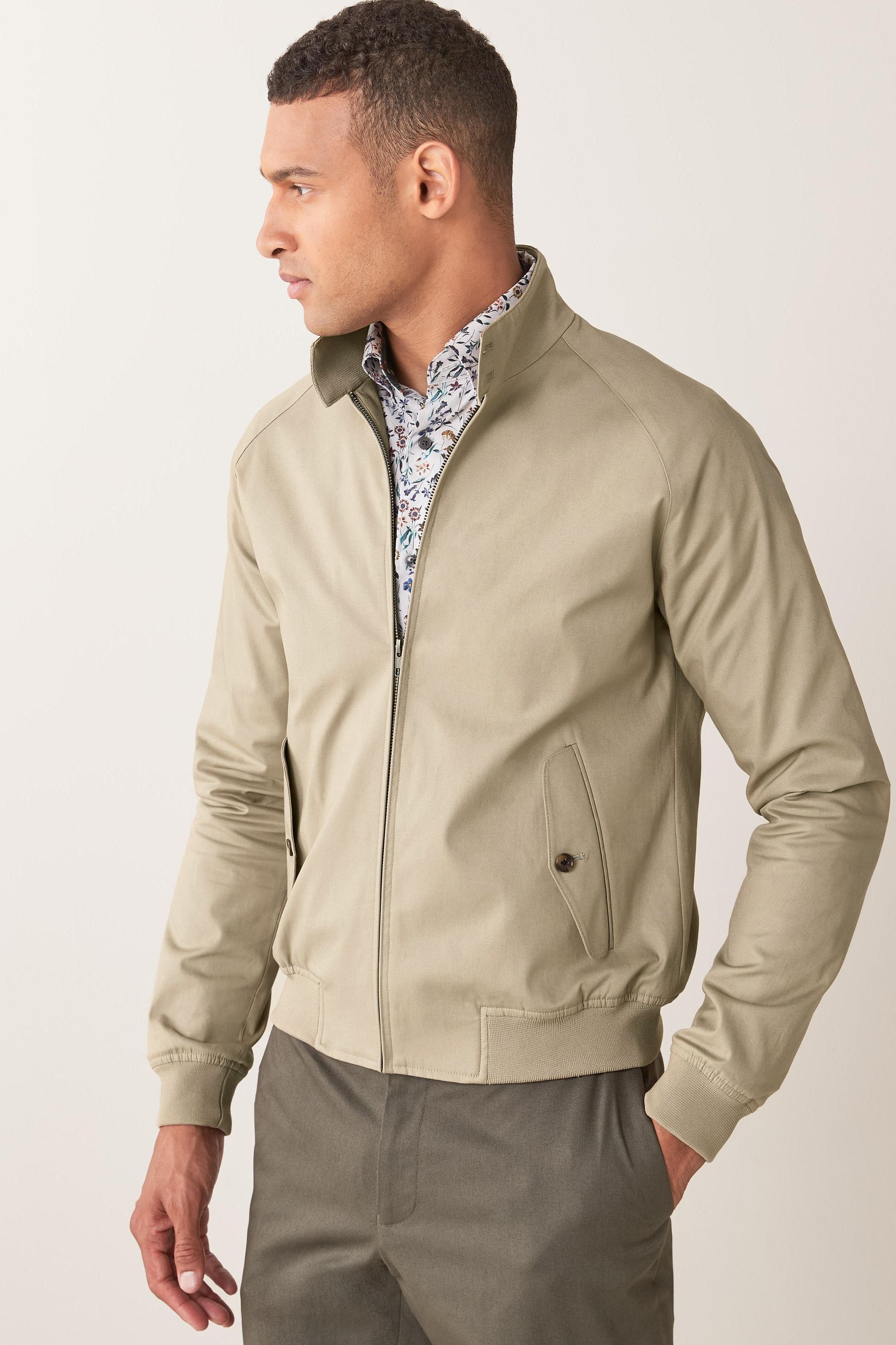 Buy Stone Slim Harrington Jacket from Next Luxembourg