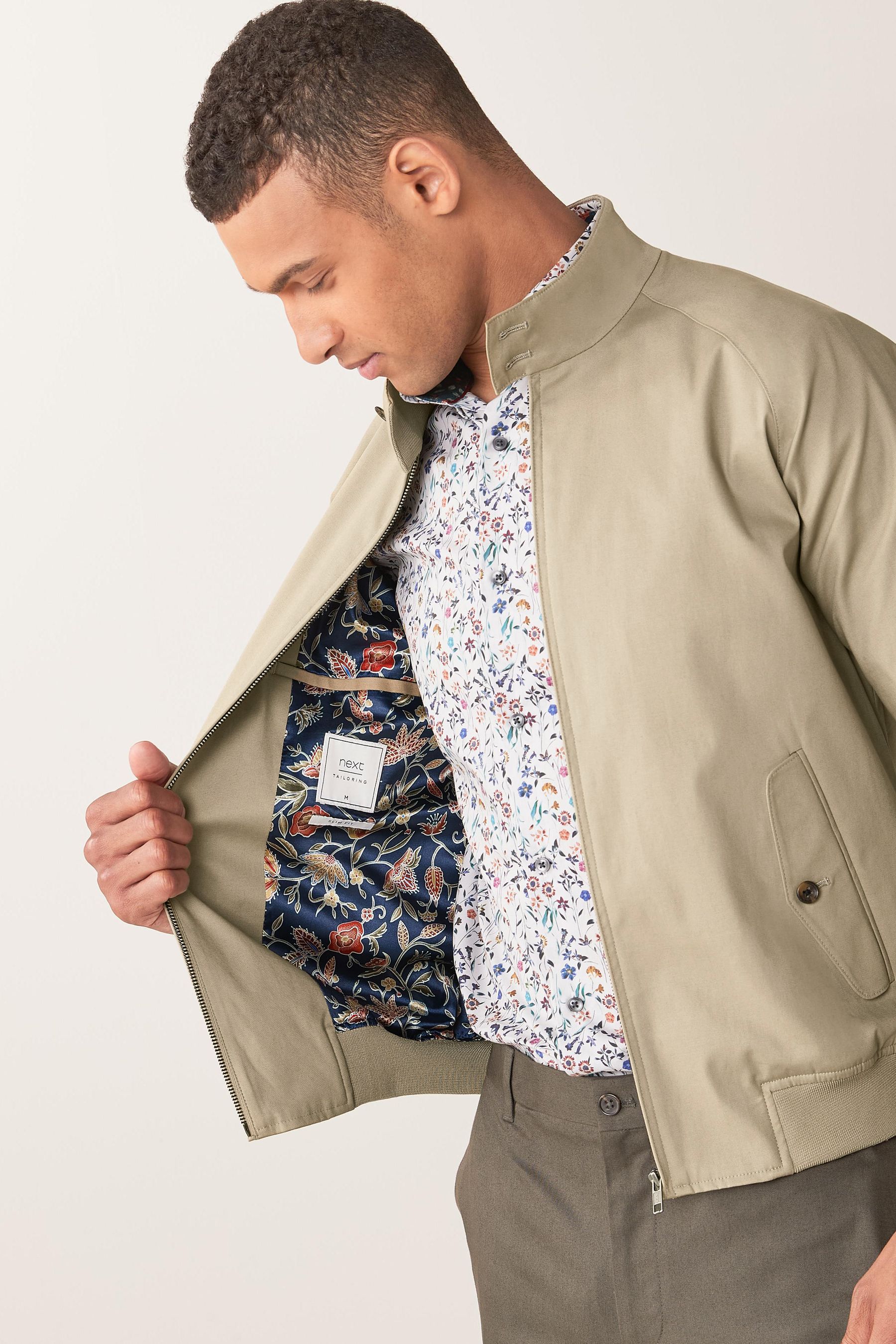Buy Stone Slim Harrington Jacket from Next Luxembourg